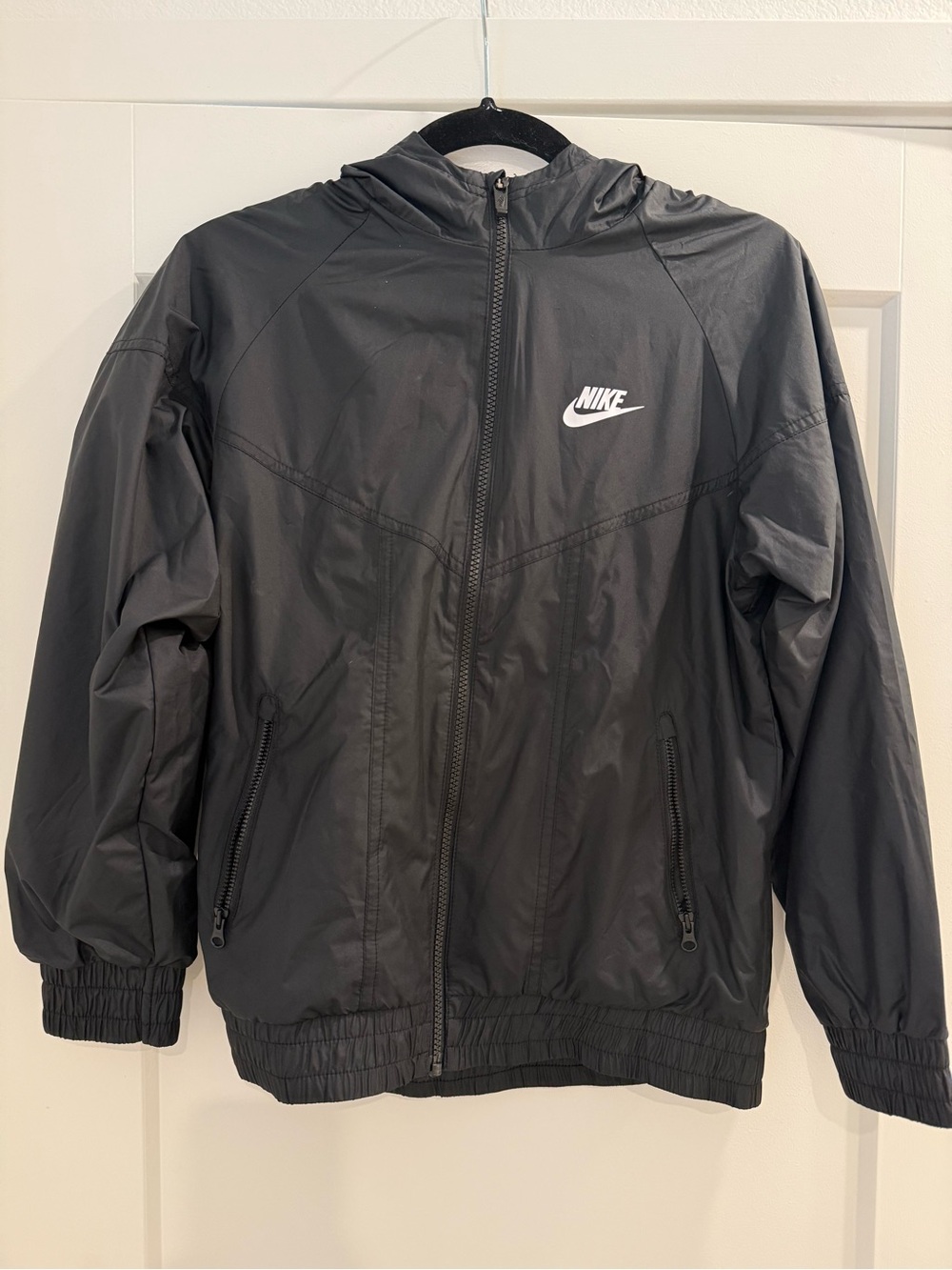 Nike Kids Black Hooded Packable Rain Jacket
